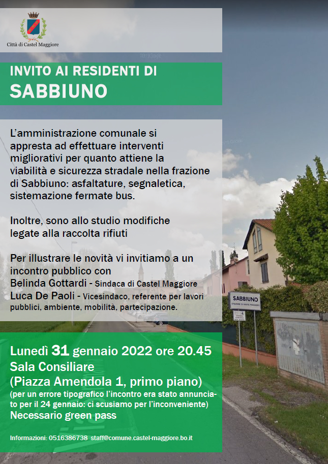 Invito ai residenti di Sabbiuno