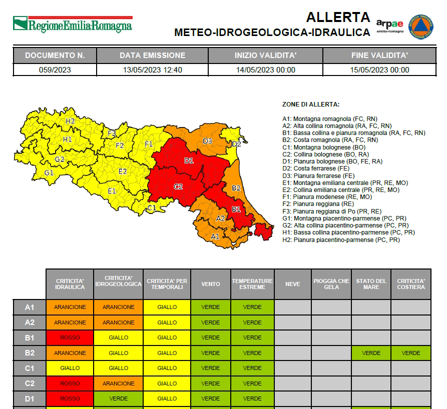 Allerta Rossa domenica 14 maggio