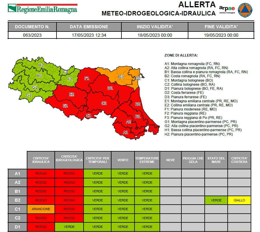 Allerta Rossa giovedì 18 maggio